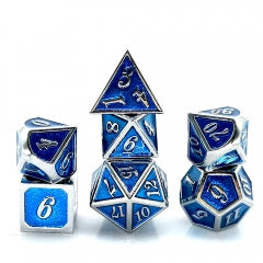 Single Color Metal Dice: Blue with Silver