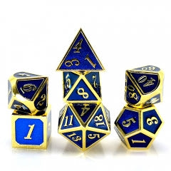 Single Color Metal Dice: Blue with Gold