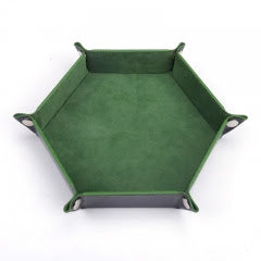 Hex Dice Tray Leatherette &amp; Velvet Dice Tray: Forest Green