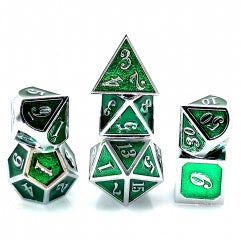 Single Color Metal Dice: Green with Silver