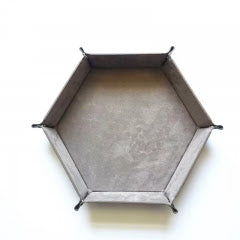 Hex Dice Tray Leatherette &amp; Velvet Dice Tray: Grey