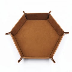 Hex Dice Tray Leatherette &amp; Velvet Dice Tray: Light Brown