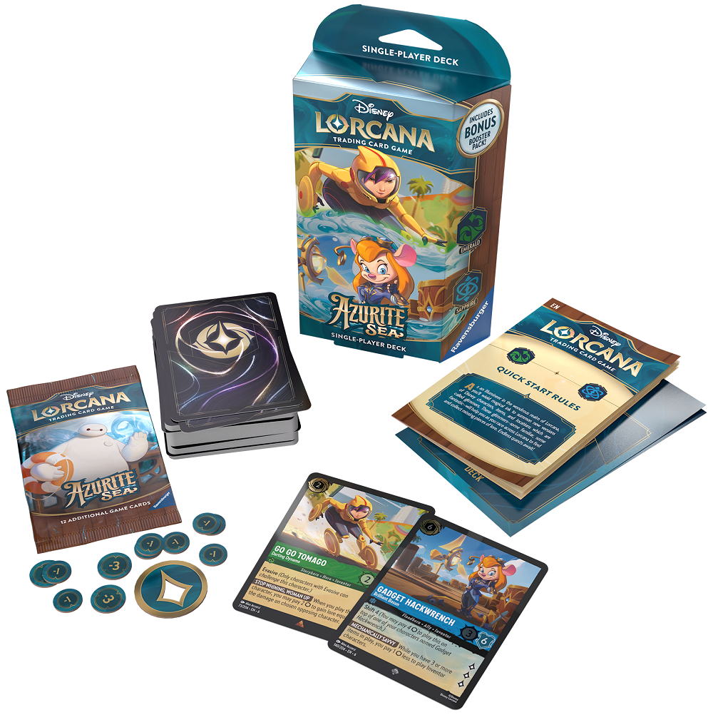 Disney Lorcana: Azureite Sea: Starter Deck - Go Go Tomago &amp; Gadget Hackwrench