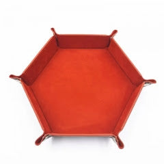 Hex Dice Tray Leatherette &amp; Velvet Dice Tray: Orange