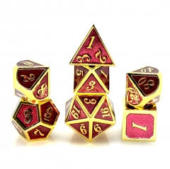 Single Color Metal Dice: Red with Gold