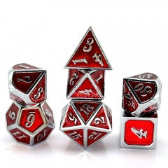 Single Color Metal Dice: Red with Silver