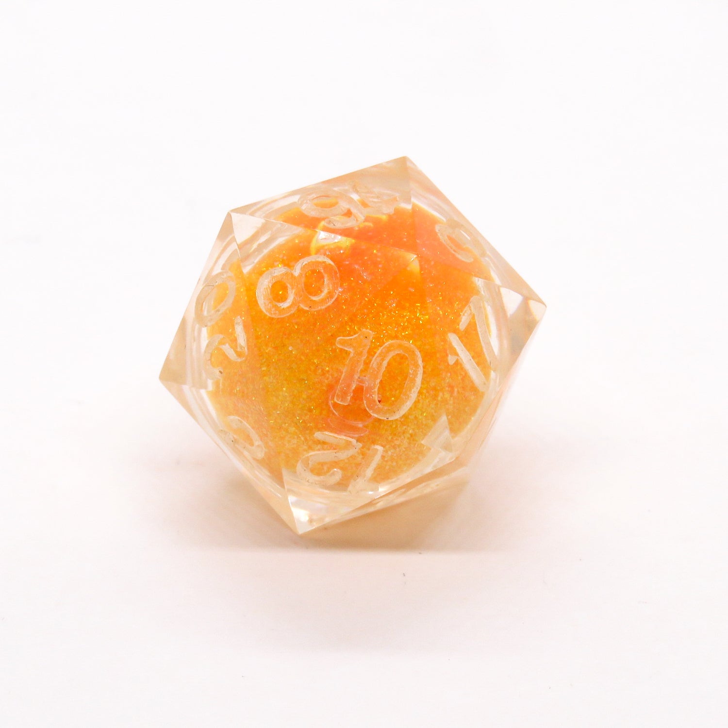 Single D20 Liquid Dice: Orange